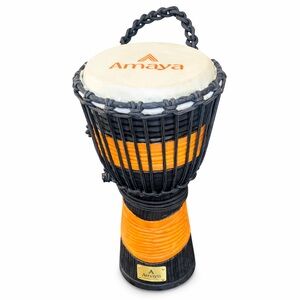 Maya Black & Orange Decorative Bongo Drum | Modern Mexican Design
